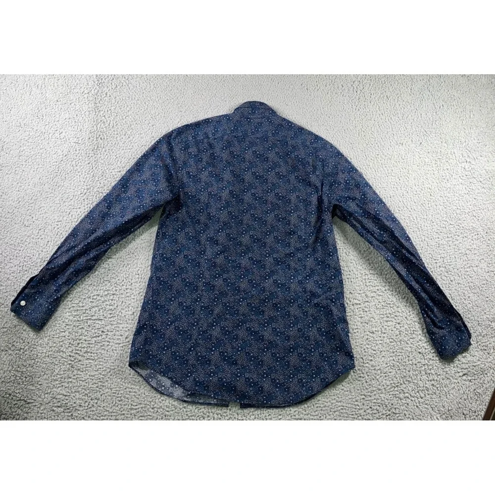 Banana Republic Shirt Men L Slim Fit Non Iron Abstract‎ Geometric Preppy Casual
